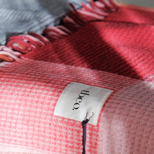 TBCo Recycled Wool Blanket in Berry Waffle Block Check