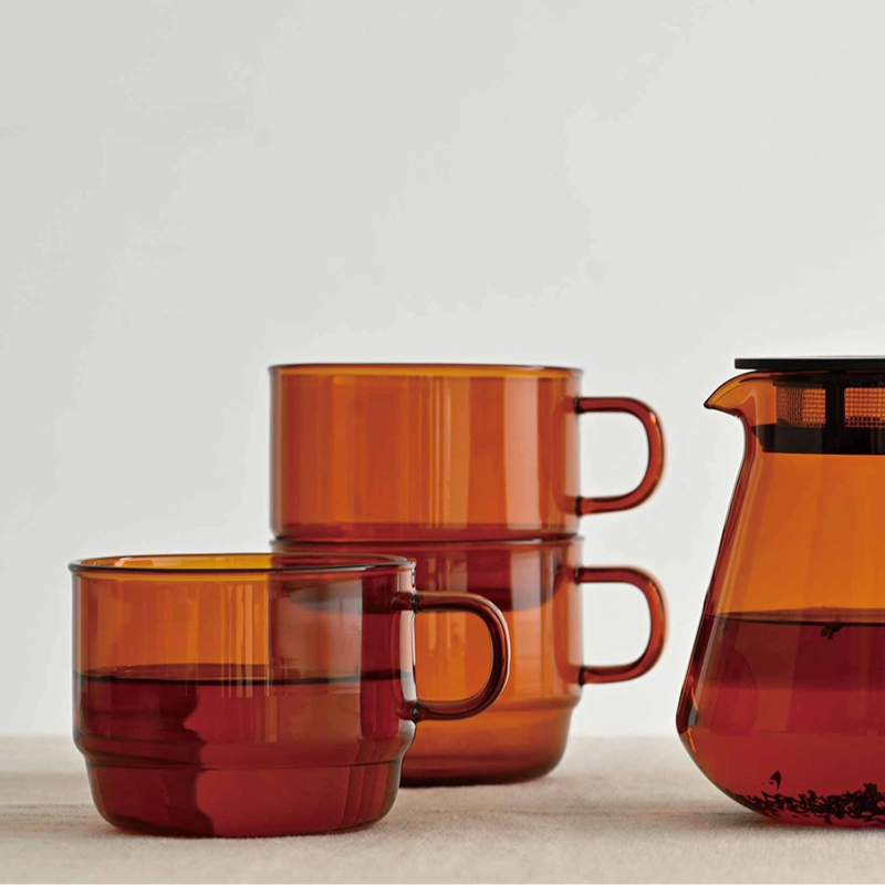 orange glass mugs